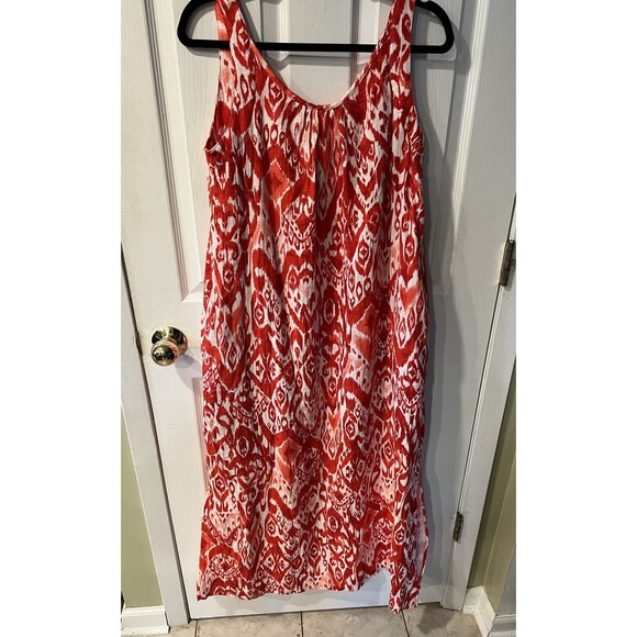 Chicos Dress Womens 0 Sz XS Ikat Maxi Sleeveless Gauze Scarlet Coastal Boho New - Picture 8 of 8